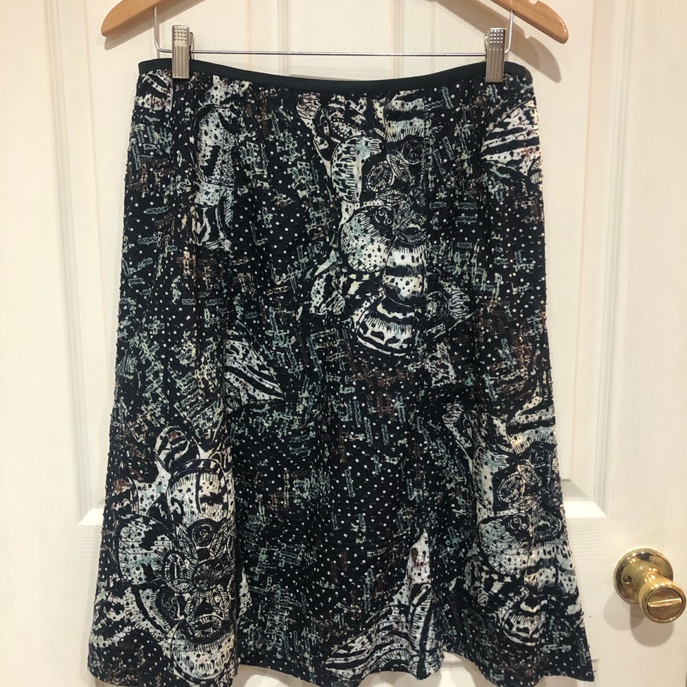 Nic + Zoe navy printed skirt